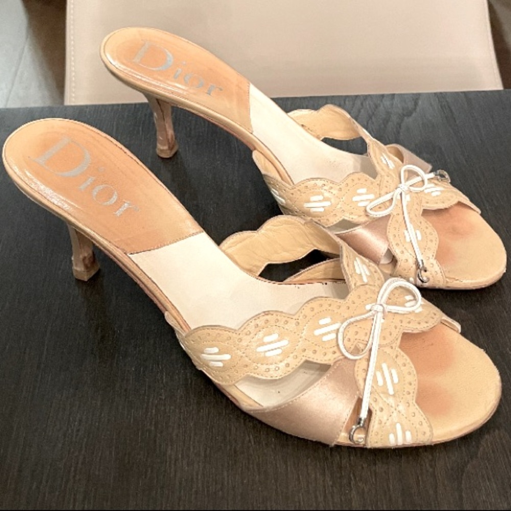Dior nude kitten slip on heels in size 10.5/41